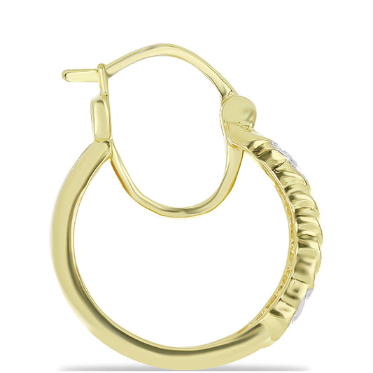 Kolczyki srebrne pozłacane z szampańskim diamentem i białym diamentem