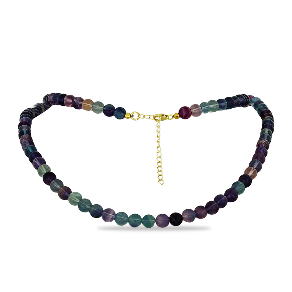 Naszyjnik srebrny pozłacany z fluorytem