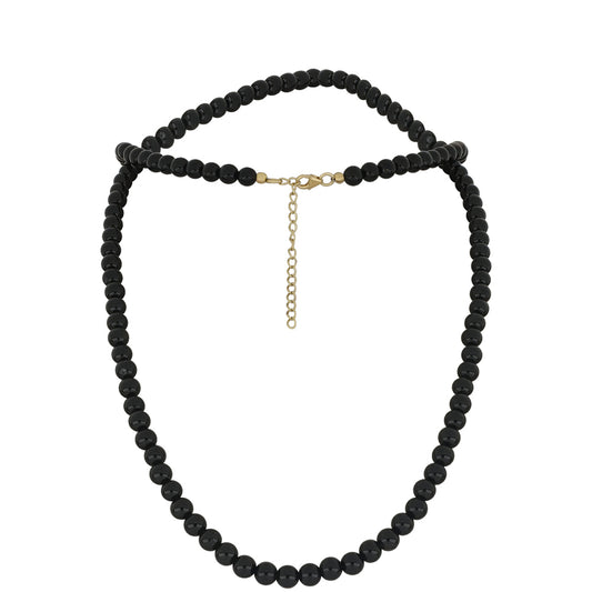 Naszyjnik srebrny pozłacany z czarnym onyksem