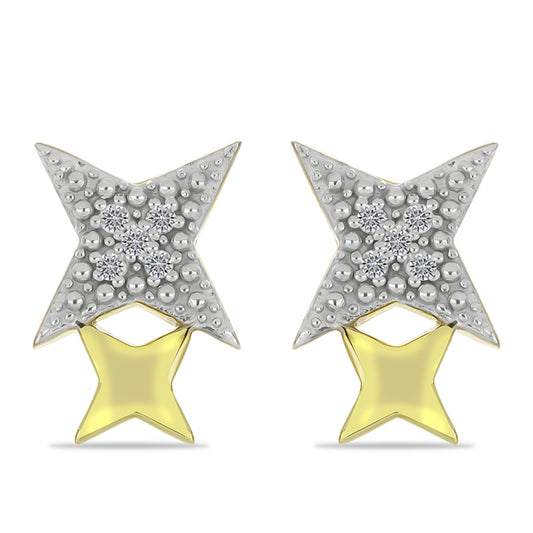 Zestaw srebrne pozłacane z szampańskim diamentem i białym diamentem ( Kolczyki )