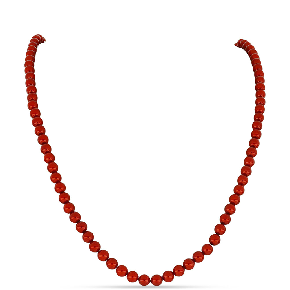 Naszyjnik bryłka z czerwoną perłą słodkowodną