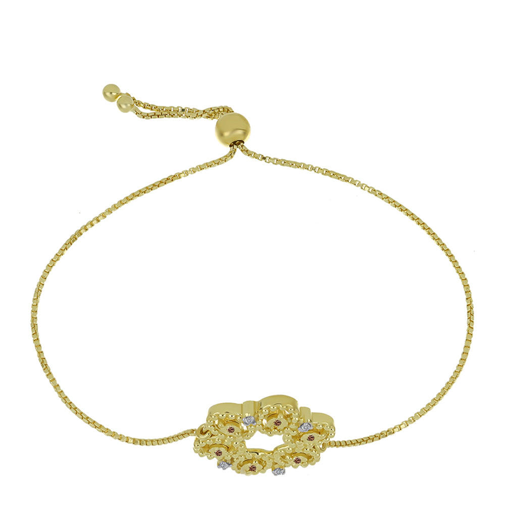 Bransoletka srebrna pozłacana z szampańskim diamentem i białym diamentem