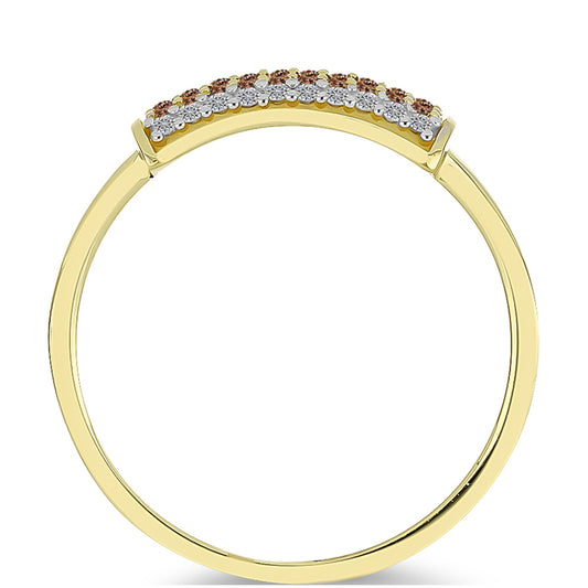 Pierścionek srebrny pozłacany z szampańskim diamentem i białym diamentem