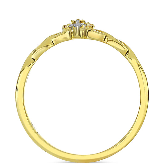 Pierścionek srebrny pozłacany z szampańskim diamentem i białym diamentem