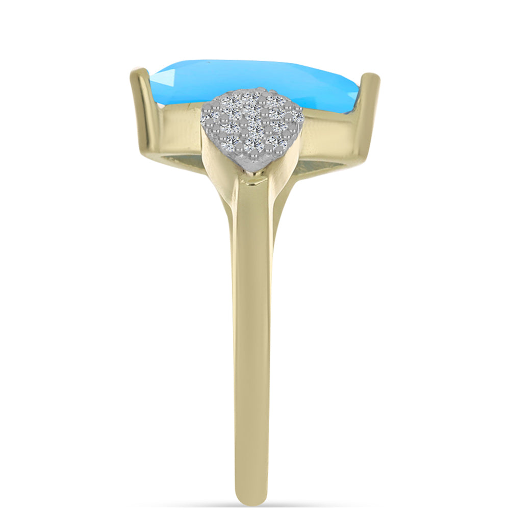 Pierścionek srebrny pozłacany z chaledonem i białym topazem