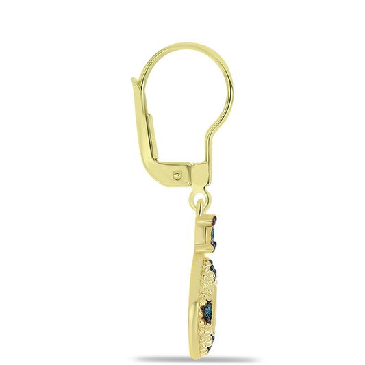 Kolczyki srebrne pozłacane z niebieskim diamentem