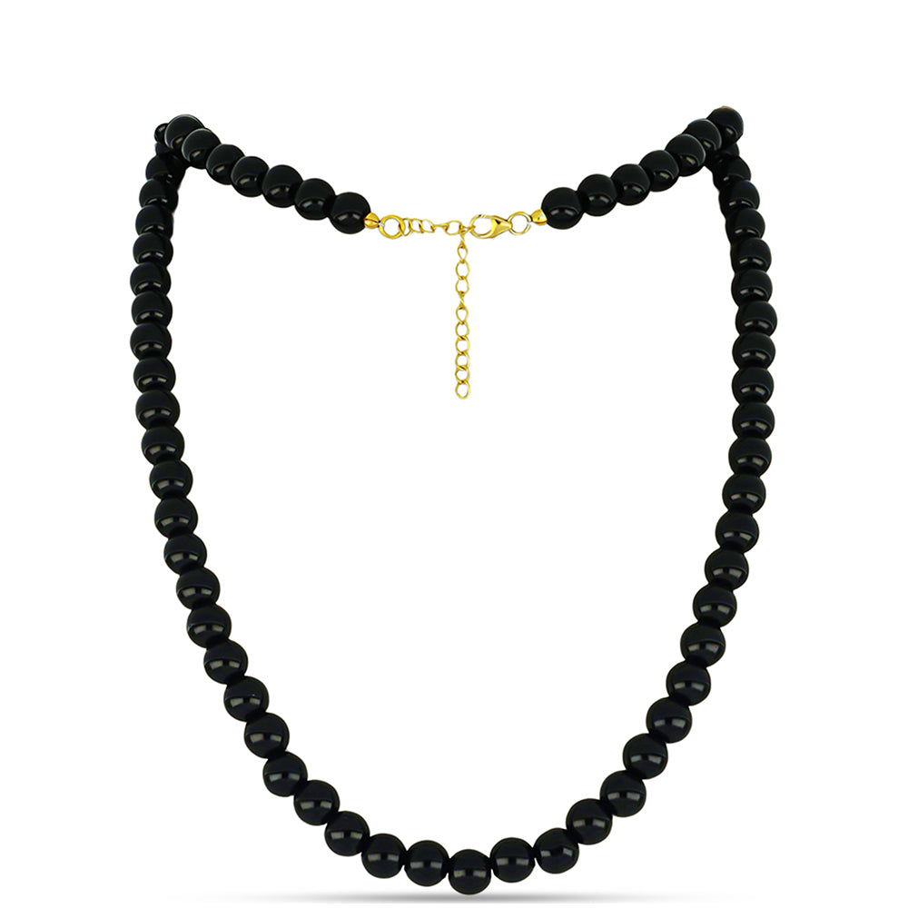 Naszyjnik srebrny pozłacany z czarnym onyksem