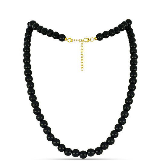 Naszyjnik srebrny pozłacany z czarnym onyksem