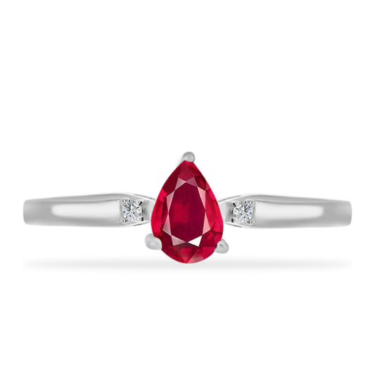 Pierścionek ze srebra próby 925 z malgaskim rubinem i białym diamentem