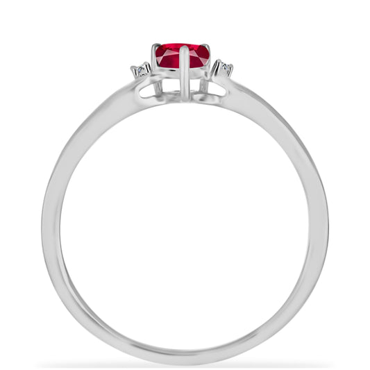 Pierścionek ze srebra próby 925 z malgaskim rubinem i białym diamentem