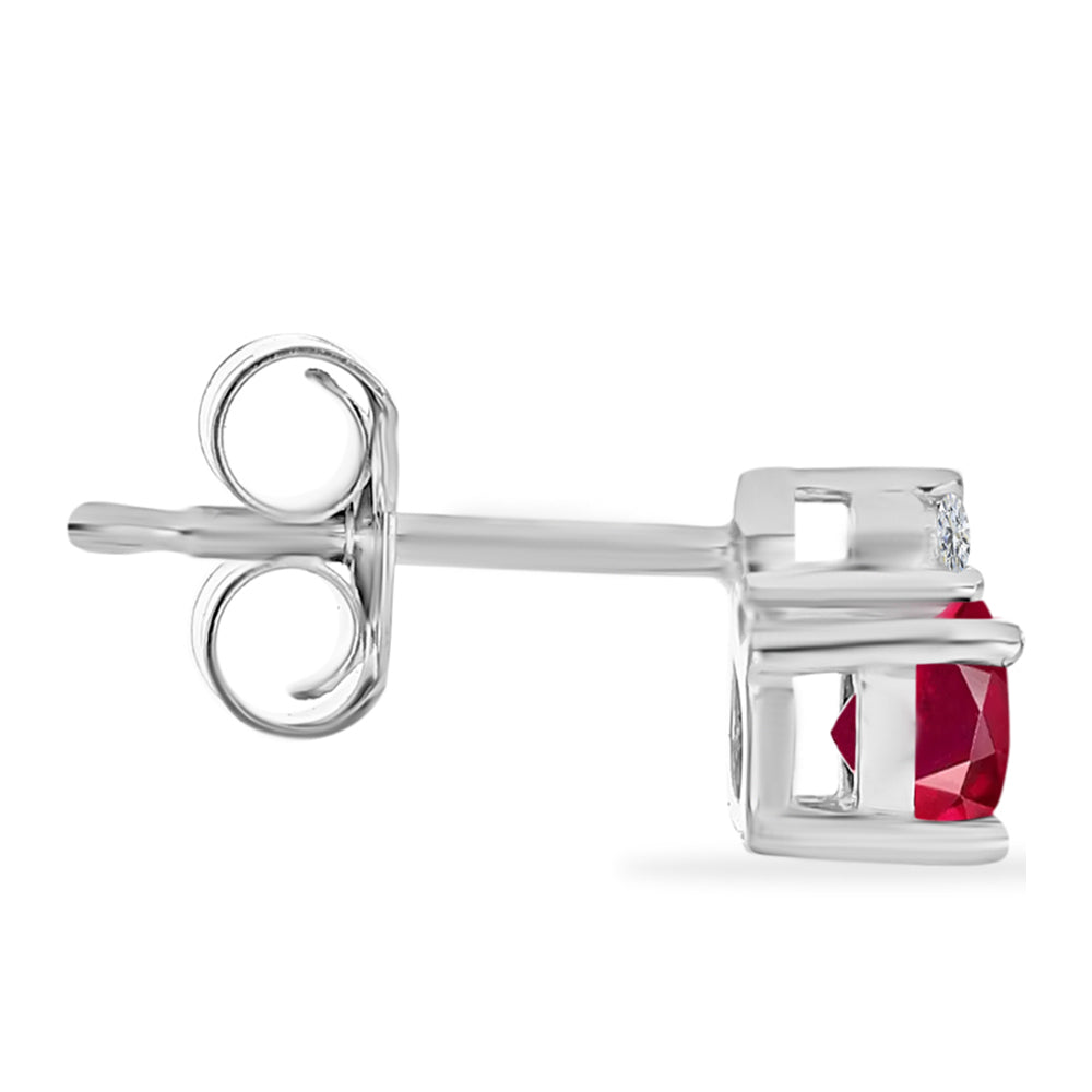 Kolczyki ze srebra próbe 925 z malgaskim rubinem i białym diamentem
