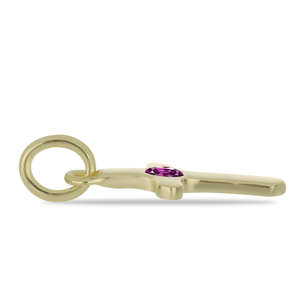 Zawieszka srebrna pozłacana z purpurowym szafirem