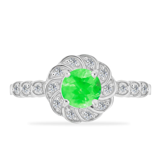 Pierścionek ze srebra próby 925 z opalem Hyalite i białym topazem