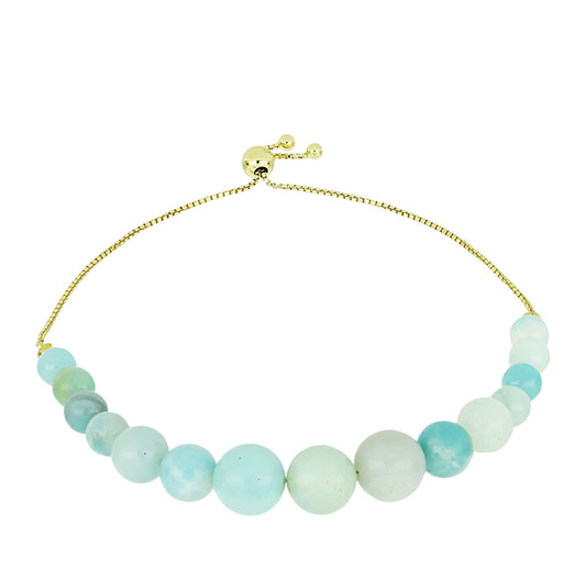 Bransoletka srebrna pozłacana z amazonitem