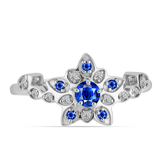 Pierścionek ze srebra próby 925 z australijskim niebieskim szafirem i białym topazem