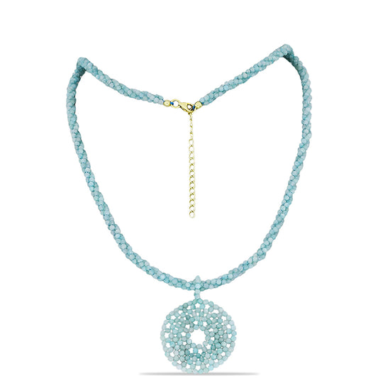 Naszyjnik srebrny pozłacany z amazonitem