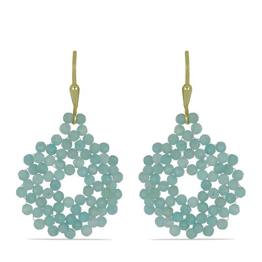 Kolczyki srebrne pozłacane z amazonitem