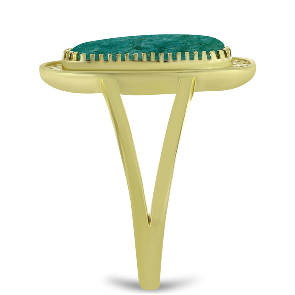 Pierścionek srebrny pozłacany z amazonitem