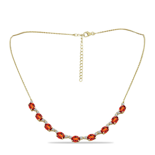 Naszyjnik srebrny pozłacany z cytrynem i białym topazem