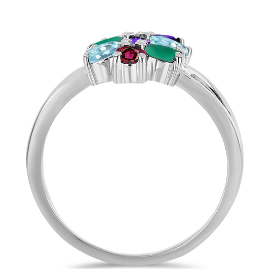 Pierścionek ze srebra próby 925 z marokańskim ametystem i zielonym agatem