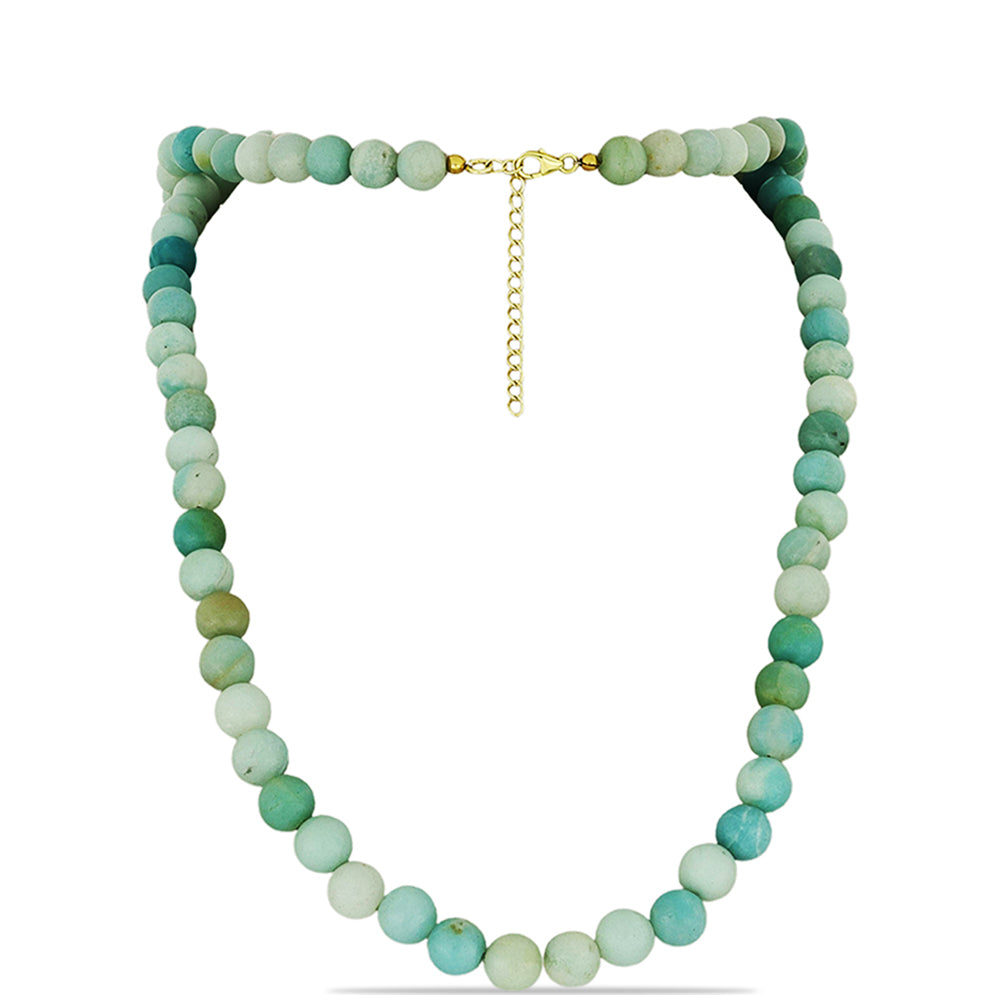 Naszyjnik srebrny pozłacany z amazonitem