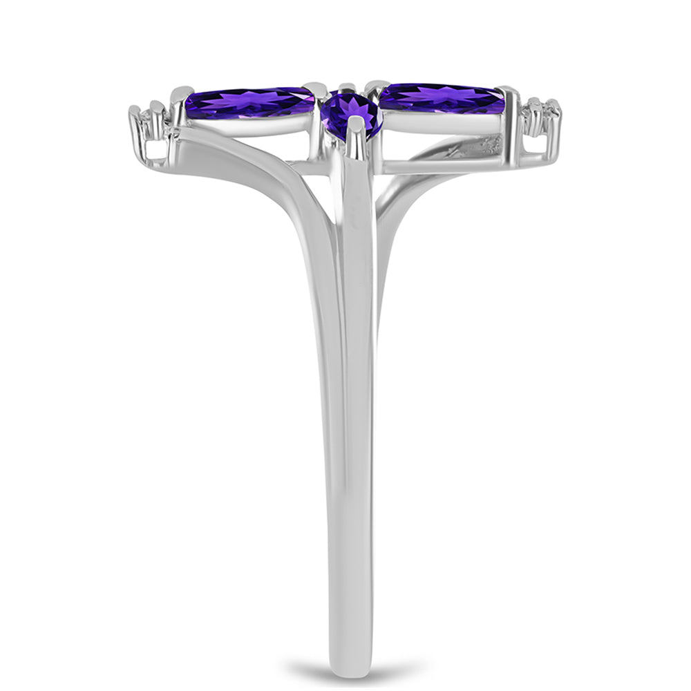 Pierścionek ze srebra próby 925 z marokańskim ametystem i białym topazem