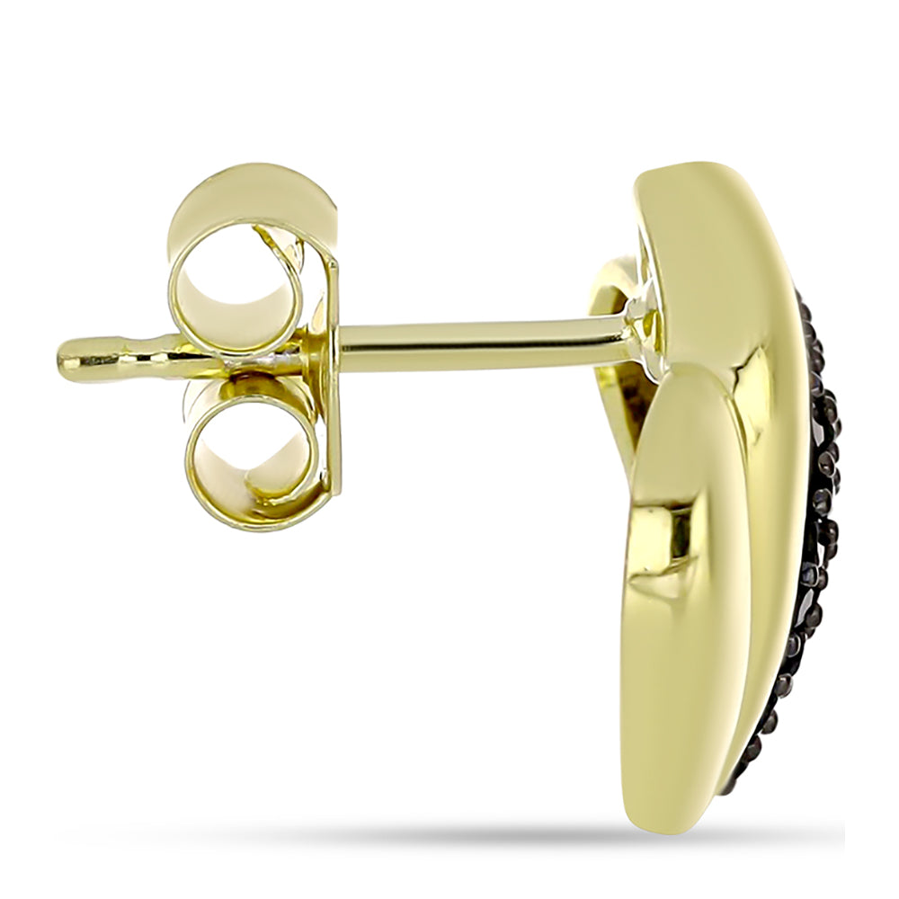 Kolczyki srebrne pozłacane z czarnym spinelem