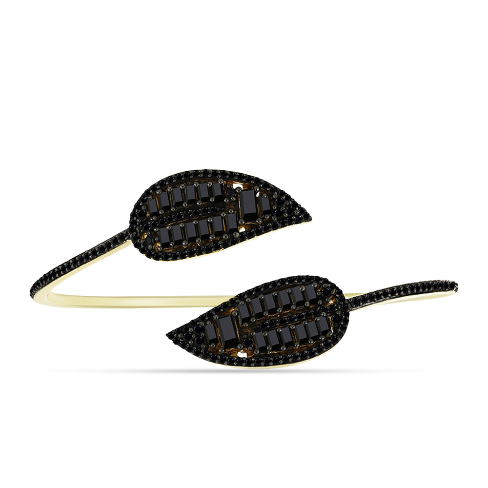 Bransoletka srebrny pozłacany z czarnym spinelem