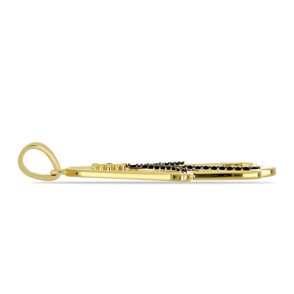 Zawieszka srebrna pozłacana z czarnym spinelem