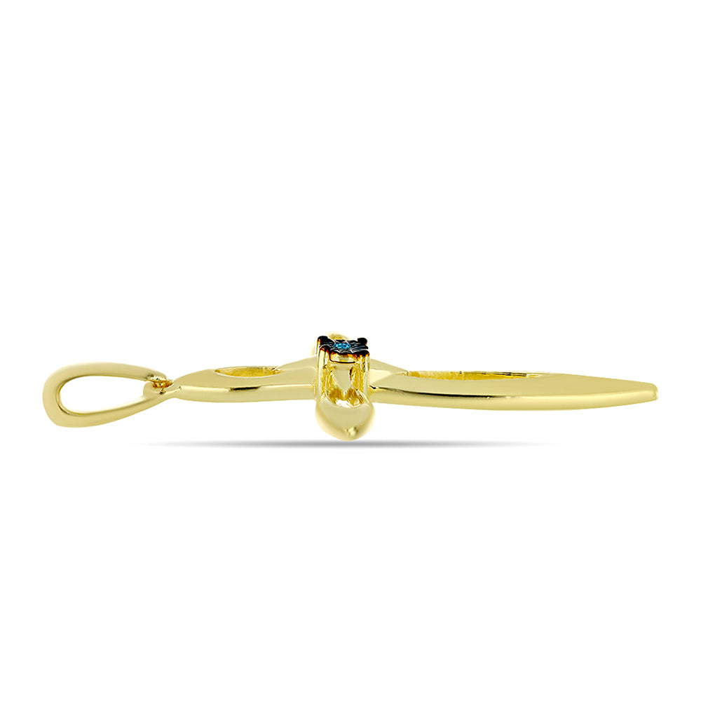 Zawieszka srebrna pozłacana z niebieskim diamentem