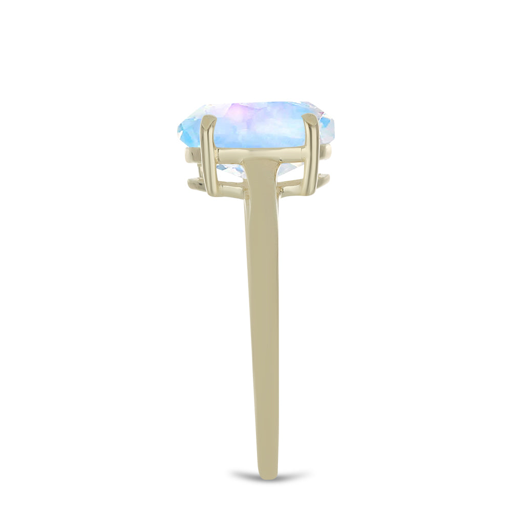 Pierścionek srebrny pozłacany z tęczowym kamieniem księżycowym