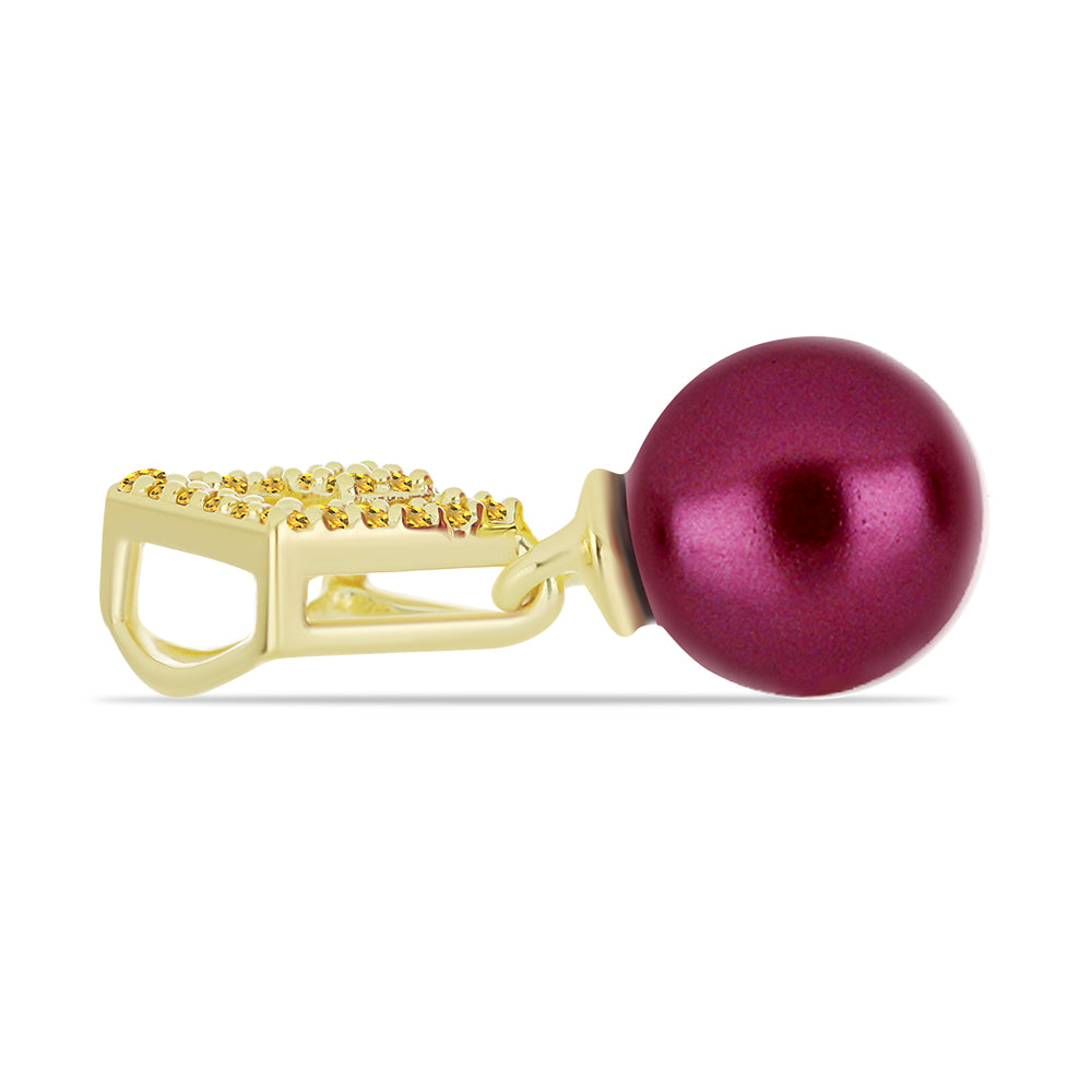 Zawieszka srebrna pozłacana z purpurowym perłą słodkowodną i cytrynem uralskim