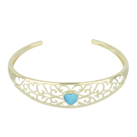 Bransoletka srebrny pozłacany z niebieskim turkusem