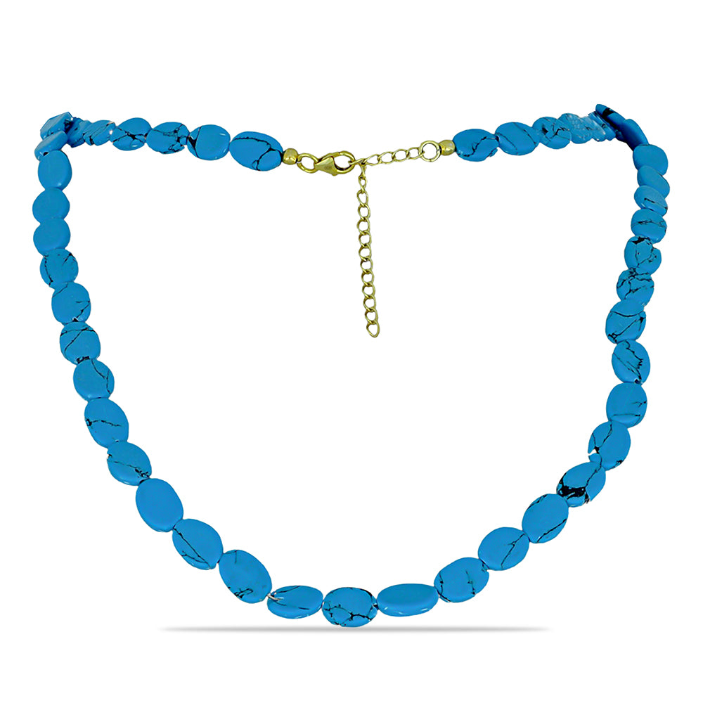 Naszyjnik srebrny pozłacany z niebieskim turkusem