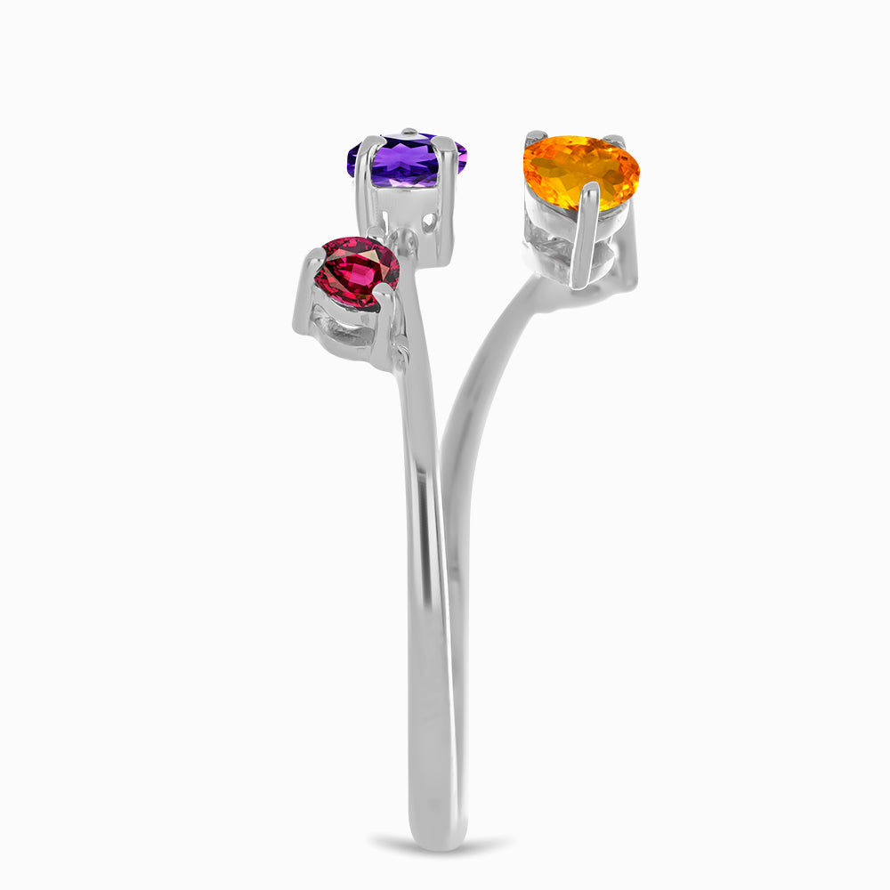 Pierścionek ze srebra próby 925 z marokańskim ametystem i cytrynem rio golden