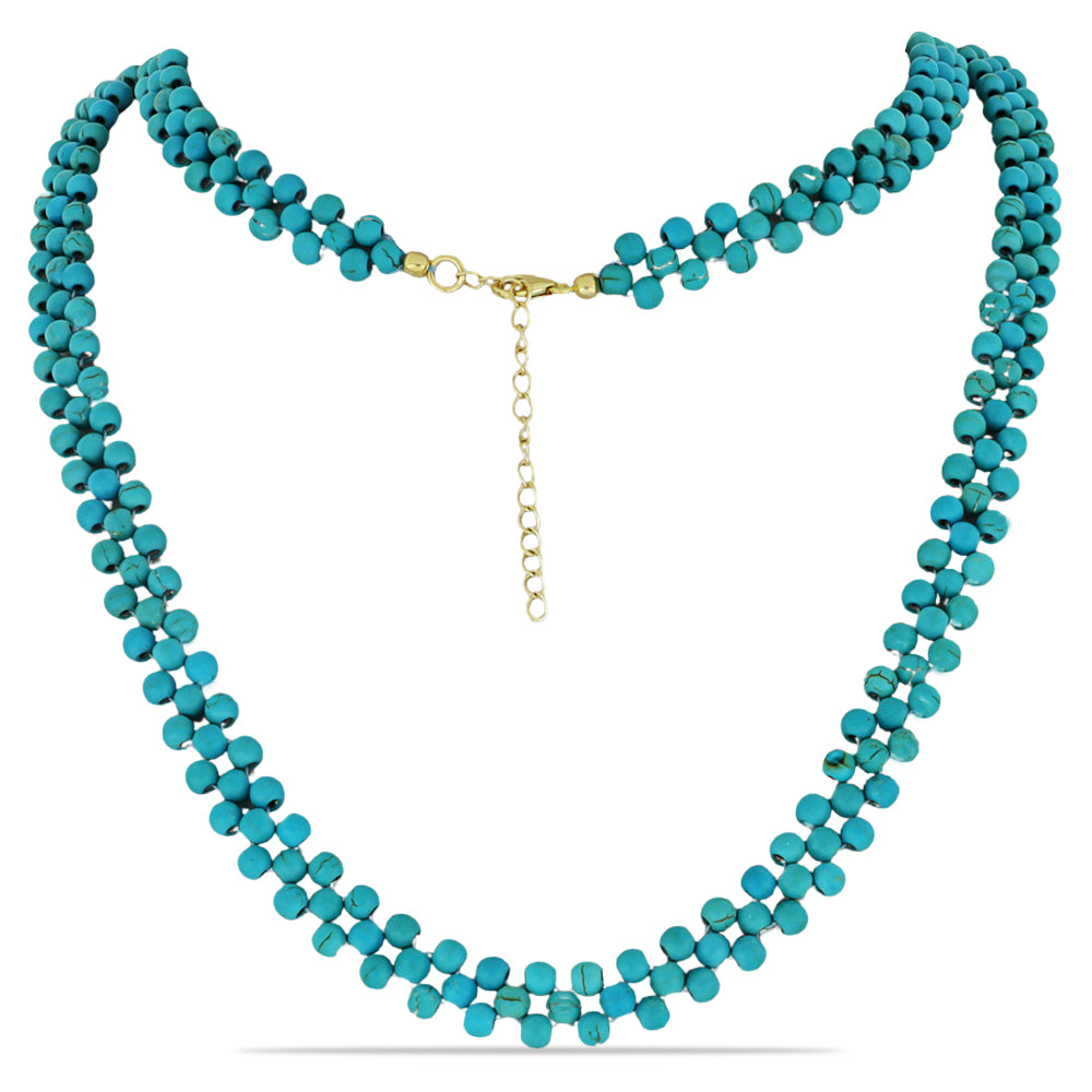 Naszyjnik srebrny pozłacany z niebieskim turkusem