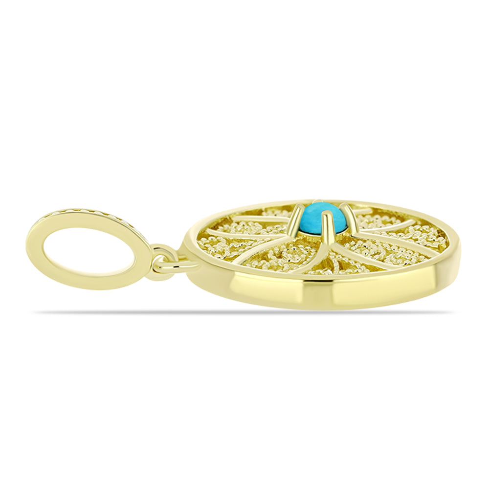 Zawieszka srebrna pozłacana z niebieskim turkusem