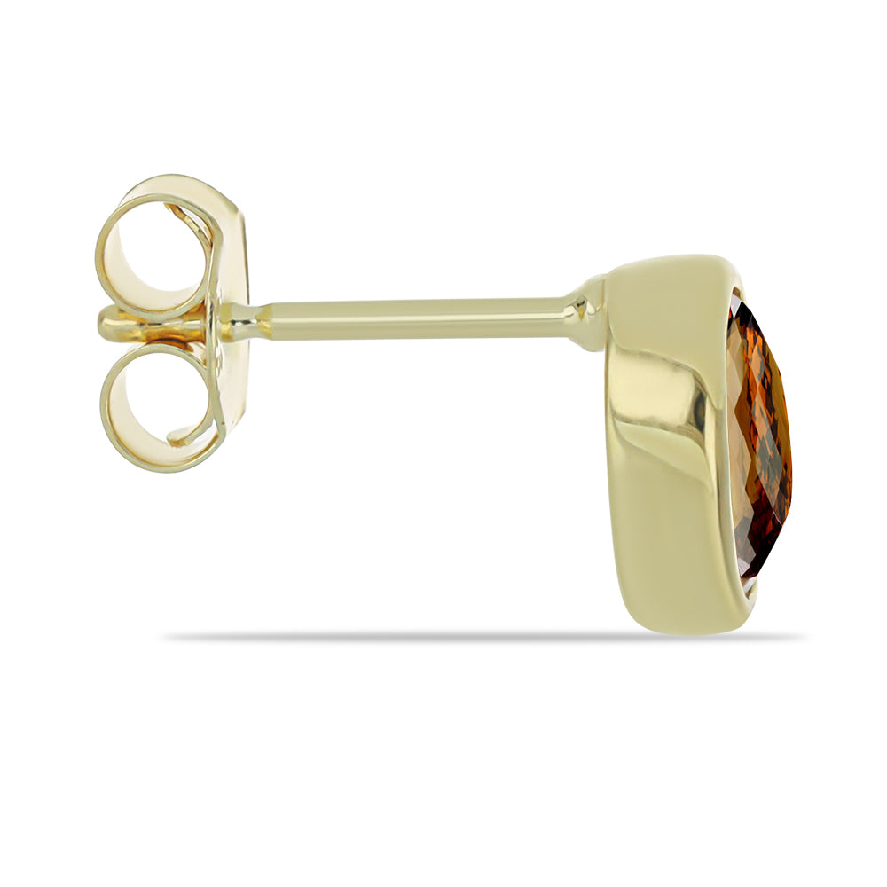 Kolczyki srebrne pozłacane z koniakowym kwarcem