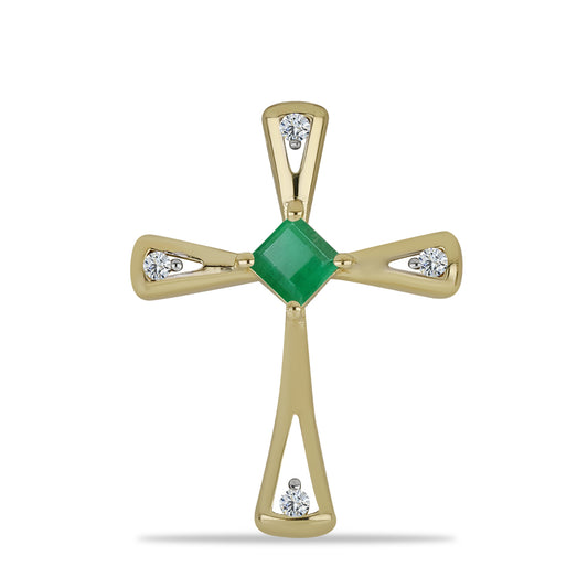 Zawieszka srebrna pozłacana z brazylijskim szmaragdem i białym topazem