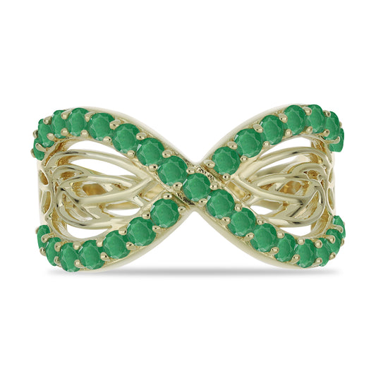 Pierścionek srebrny pozłacany z brazylijskim szmaragdem