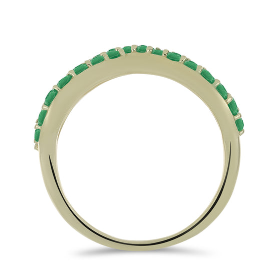 Pierścionek srebrny pozłacany z brazylijskim szmaragdem