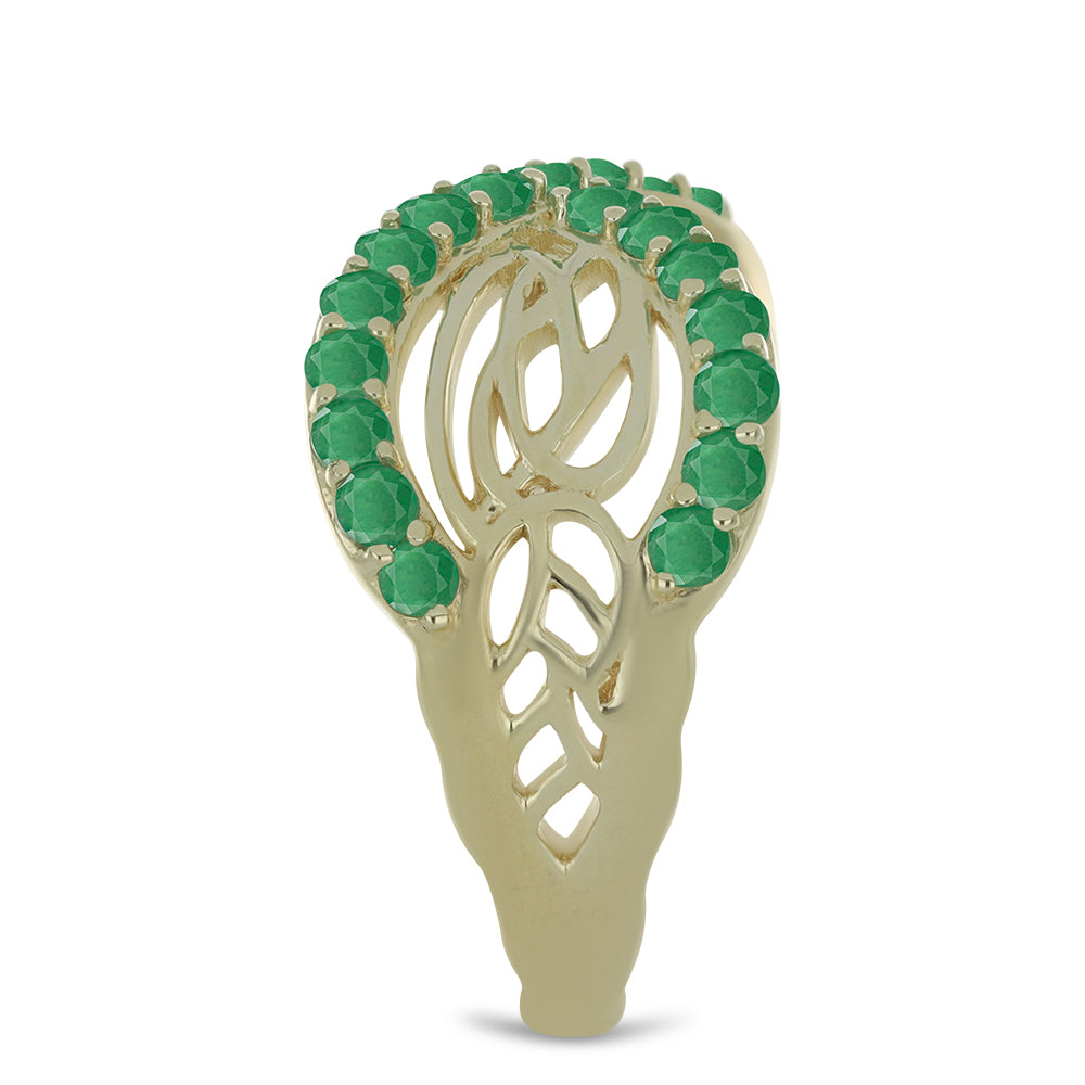 Pierścionek srebrny pozłacany z brazylijskim szmaragdem