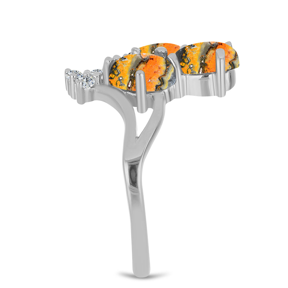 Pierścionek ze srebra próby 925 z jaspisem i białym topazem