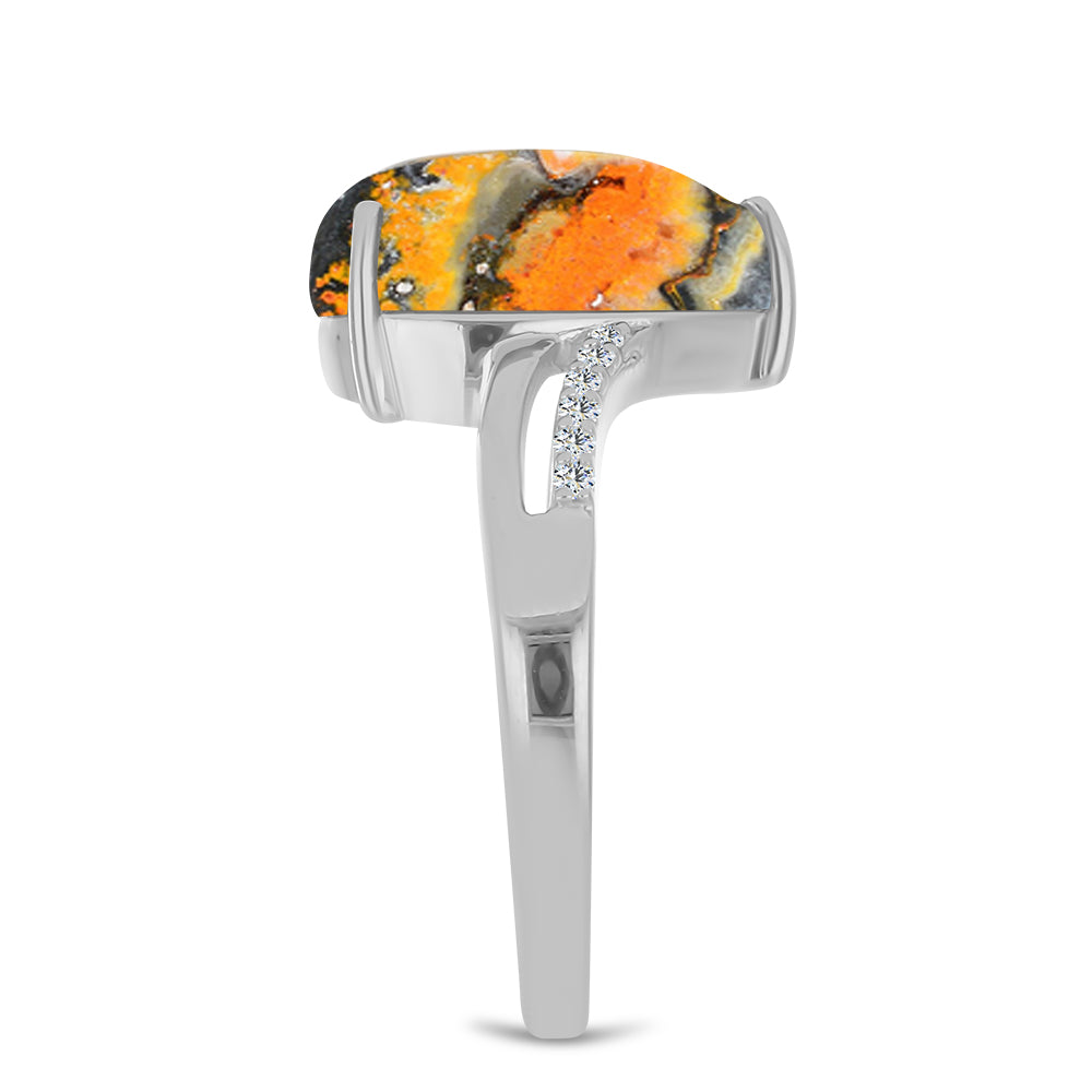 Pierścionek ze srebra próby 925 z jaspisem i białym topazem