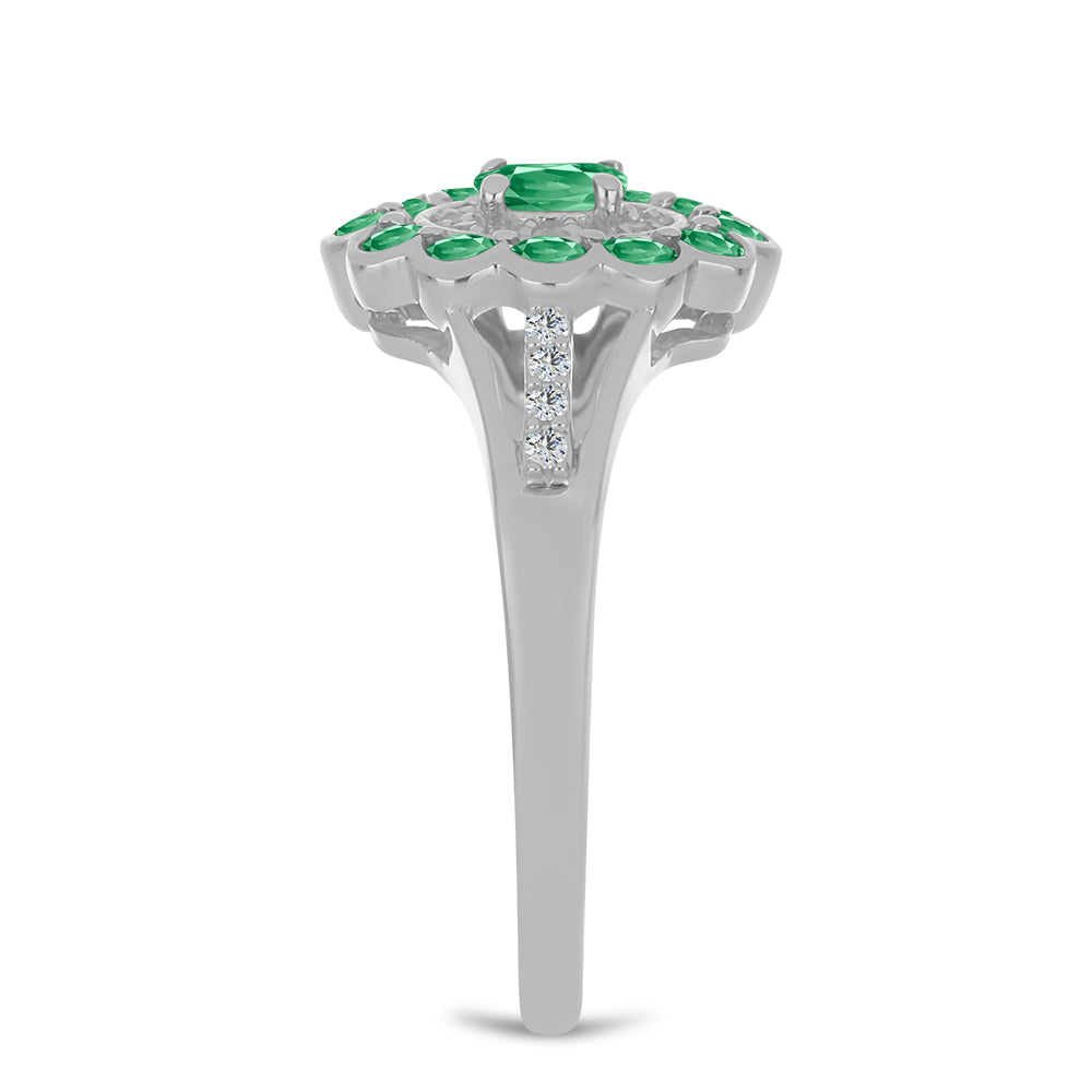 Pierścionek ze srebra próby 925 z naturalnym aleksandrytem i białym topazem