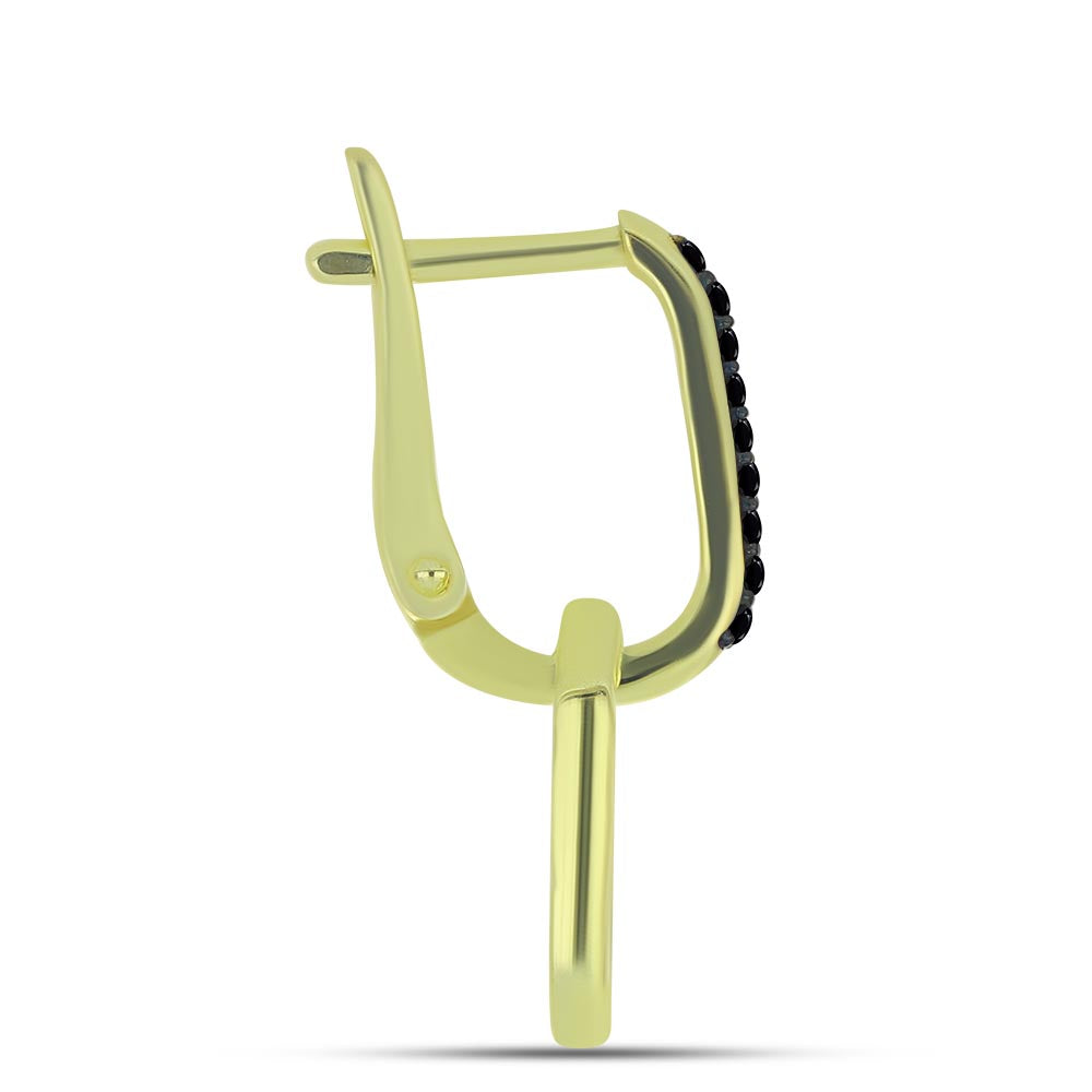 Kolczyki srebrne pozłacane z czarnym spinelem