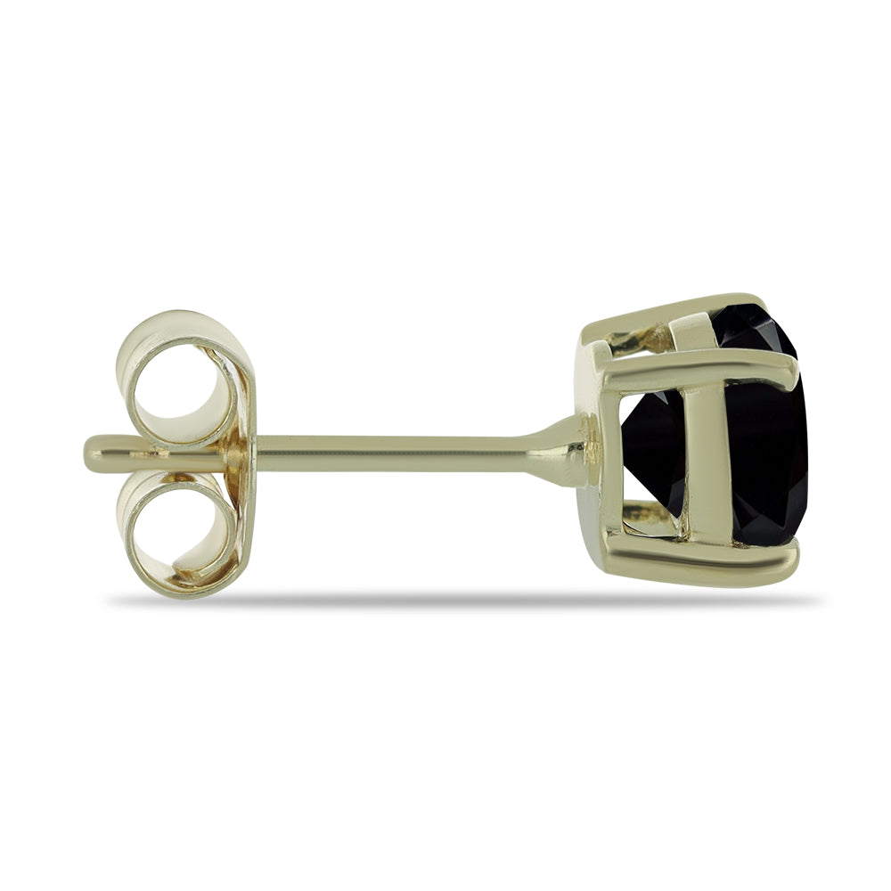 Kolczyki srebrne pozłacane z czarnym spinelem