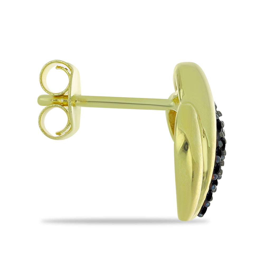 Kolczyki srebrne pozłacane z czarnym spinelem