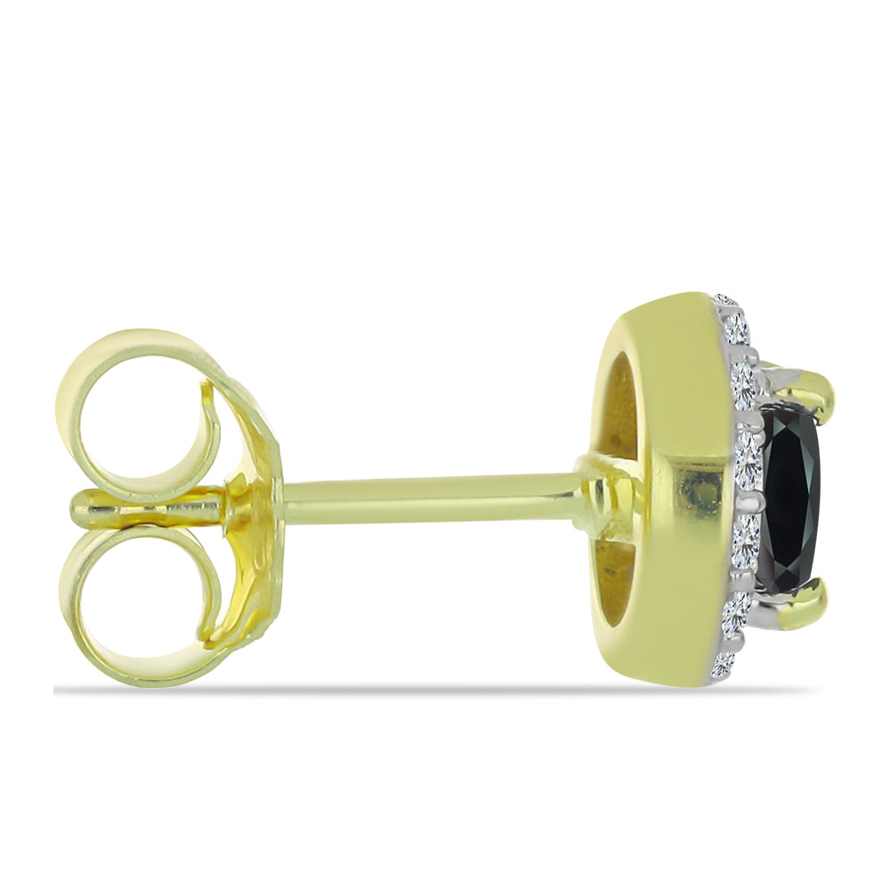 Kolczyki srebrne pozłacane z obsidianem i białym topazem