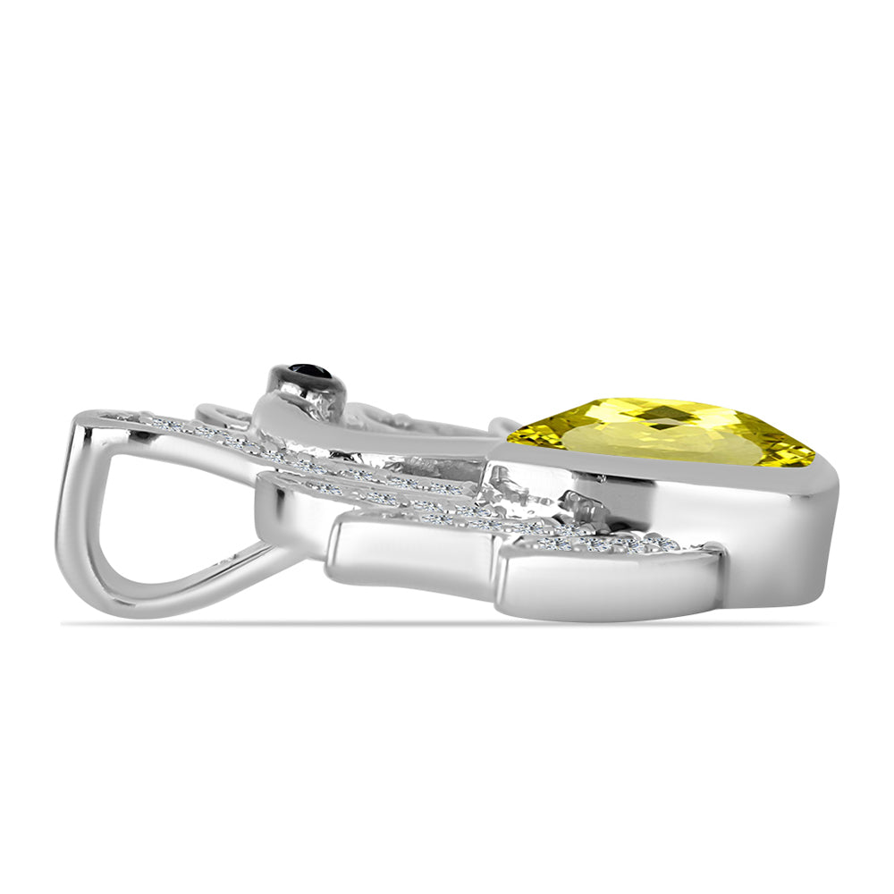 Zawieszka ze srebra próba 925 z topazem cytrynowym i obsidianem